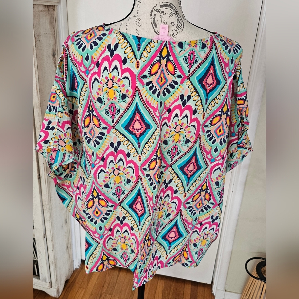 EUC Lilly Pulitzer Crown Jewels Silk Top, Size  M - Picture 2 of 4